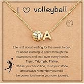 AULSIEY Initial A-Z Volleyball Necklace for Girls Teens Women, Personalized Volleyball Christmas Gifts for Team Lovers, 17+2 Inches