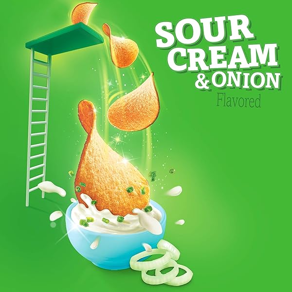 PRINGLES POTATO CRISPS CHIPS, LUNCH SNACKS, OFFICE AND KIDS SNACKS, GRAB N’ GO, SOUR CREAM AND ONION (12 CANS)