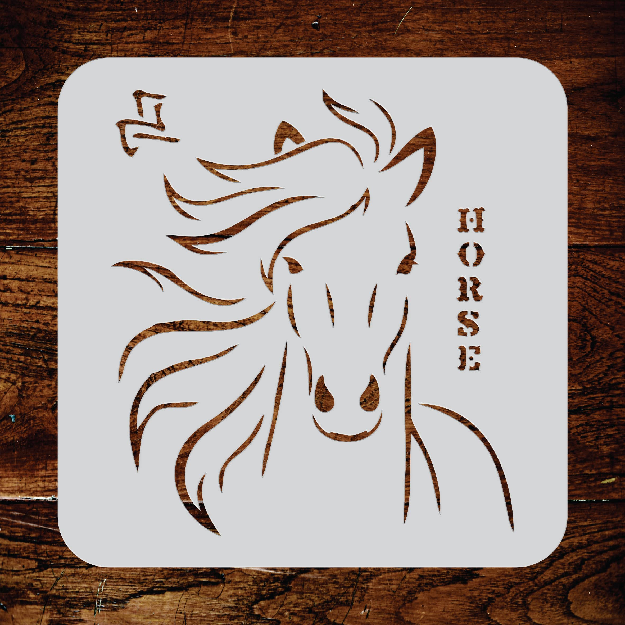 Horse Head Stencil, 12.5 x 14 inch (XL) - Animal Farm Equine Chinese Year of The Horse Stencils for Painting Template