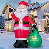 JOYIN Christmas Inflatable Santa Outdoor Decoration for Yard, Blow Up Santa Decor Holding Gift Bags with Build-in LEDs for Xmas Party Decor Yard Outside Garden Holiday Decoration