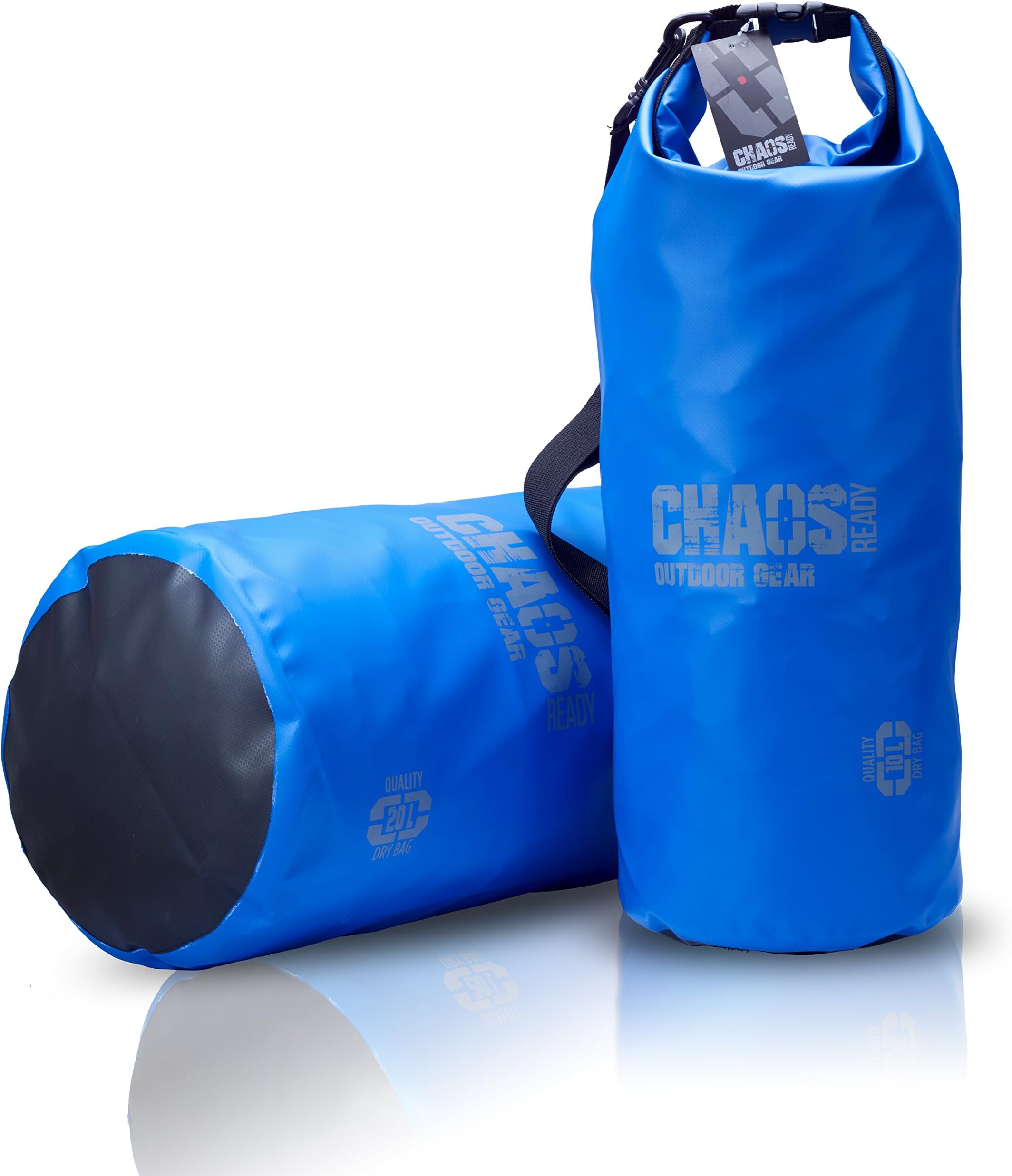 Chaos Ready Dry Bag – Waterproof Float Sack with Adjustable Shoulder Strap (10L & 20L) Premium Quality – Heavy Duty for Canoeing, Kayaking, Paddle Board, Boating, Camping, Rafting, Pool or Beach
