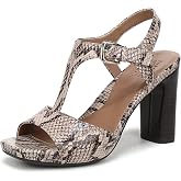 Naturalizer Women's Marlowe Platform T-Strap Heeled Sandals | Party Sandals