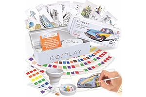 COIPLAY 648 Color Blocks Watercolor Paint Set, 52-Bookmarks, 3 Brushes, Silicone Cup, Travel & Adventure coloring Books, for All Ages, Travel-Friendly, Easy to Use,No mess, All In One Art Supplies