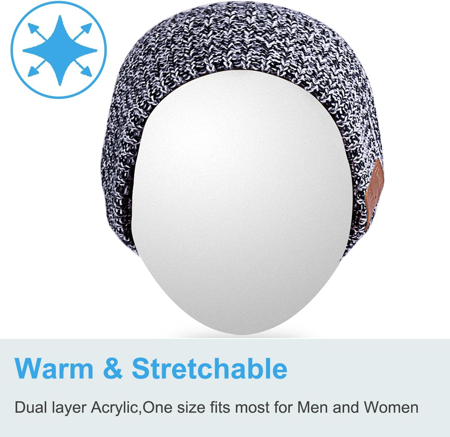 Qshell Bluetooth Beanie Hat, Winter Warm Soft Trendy Cap with Wireless Headphone Headset Earphone Stereo Speaker Mic Hands Free for Lifestyle Outdoor Sport,Compatible with iPhone Android - Gray: Electronics