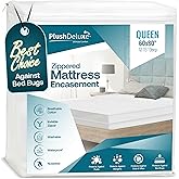 PlushDeluxe Premium 100% Waterproof Mattress Encasement, Breathable Soft Cotton Terry Surface (12"-15" Deep, Queen 60X80)