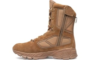 RIELD Men's Military Tactical Work Boots Lightweight Side Zipper Army Combat Hiking Boots