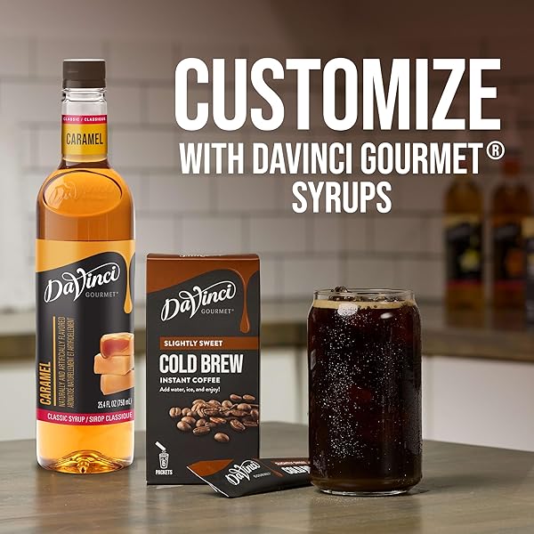 DAVINCI GOURMET VANILLA COLD BREW STICK PACK, INSTANT COFFEE POWDER, 6 COUNT