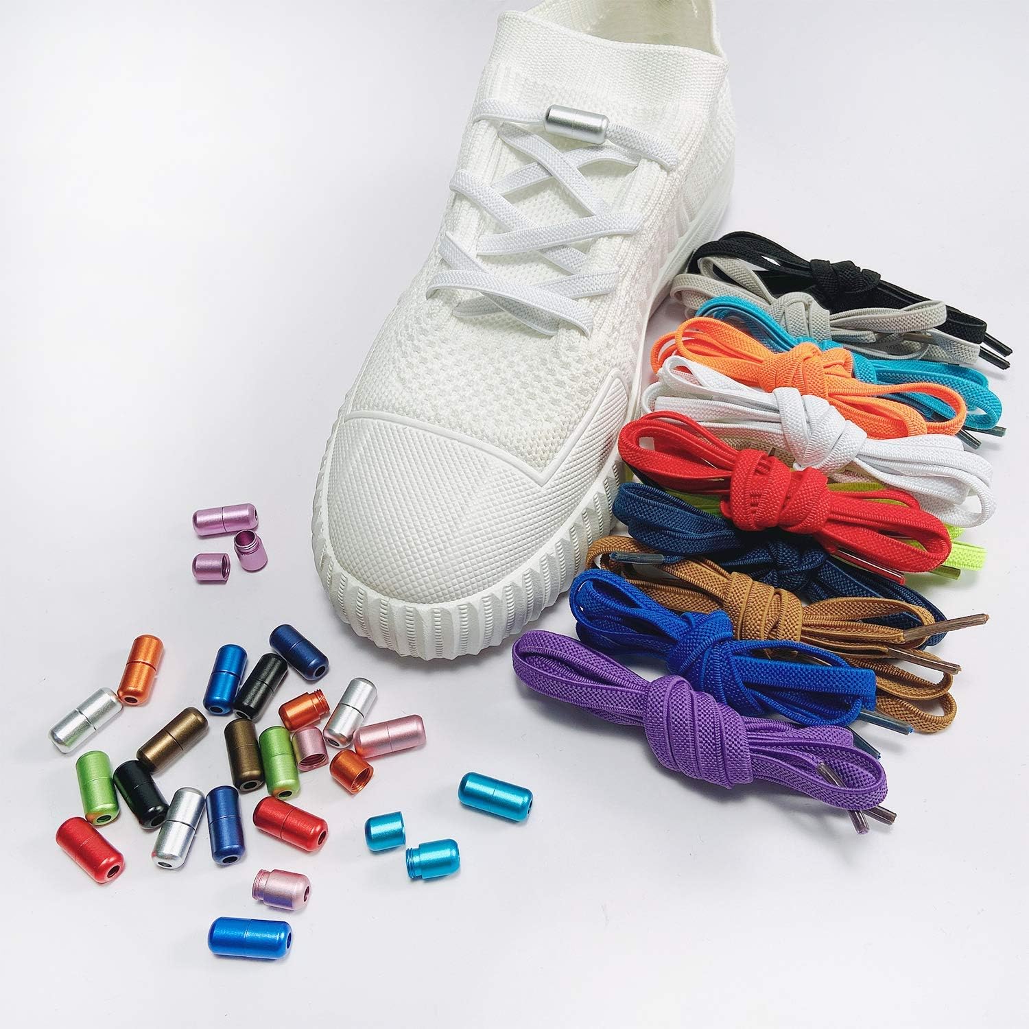 willikiva No Tie Elastic Shoe Laces Shoe Laces Lock Shoelaces for Kids, Adults and Elderly(1pair-White): Clothing