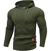 COOFANDY Mens Hooded Sweatshirt Casual Long Sleeve Drawstring Waffle Knit Hoodies Slim Fit Hoodies Pullover