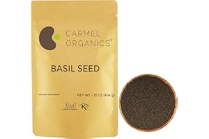 Edible Basil Seeds. | 16 Ounce or 1 Lb/454 grams | Tukmaria Sabja Seeds| Rich in Fibers | Add to Smoothies | Non GMO | Keto + non Gluten | Natural | By Carmel Organics