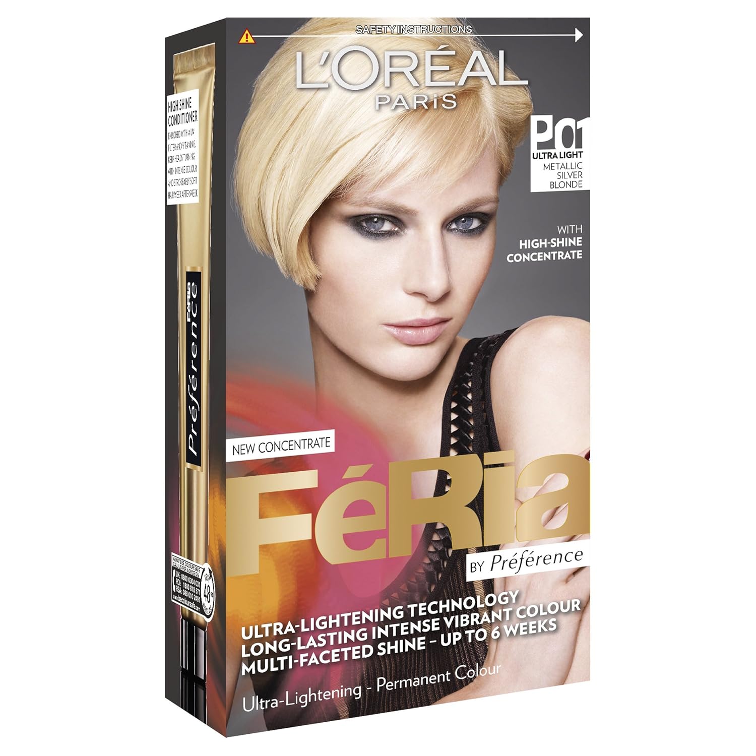 L Oreal Feria Permanent Hair Colour P01 Metallic Silver Blonde