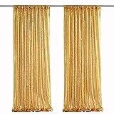 Gold Sequin Backdrop Curtain Panels Stage 2 Pieces