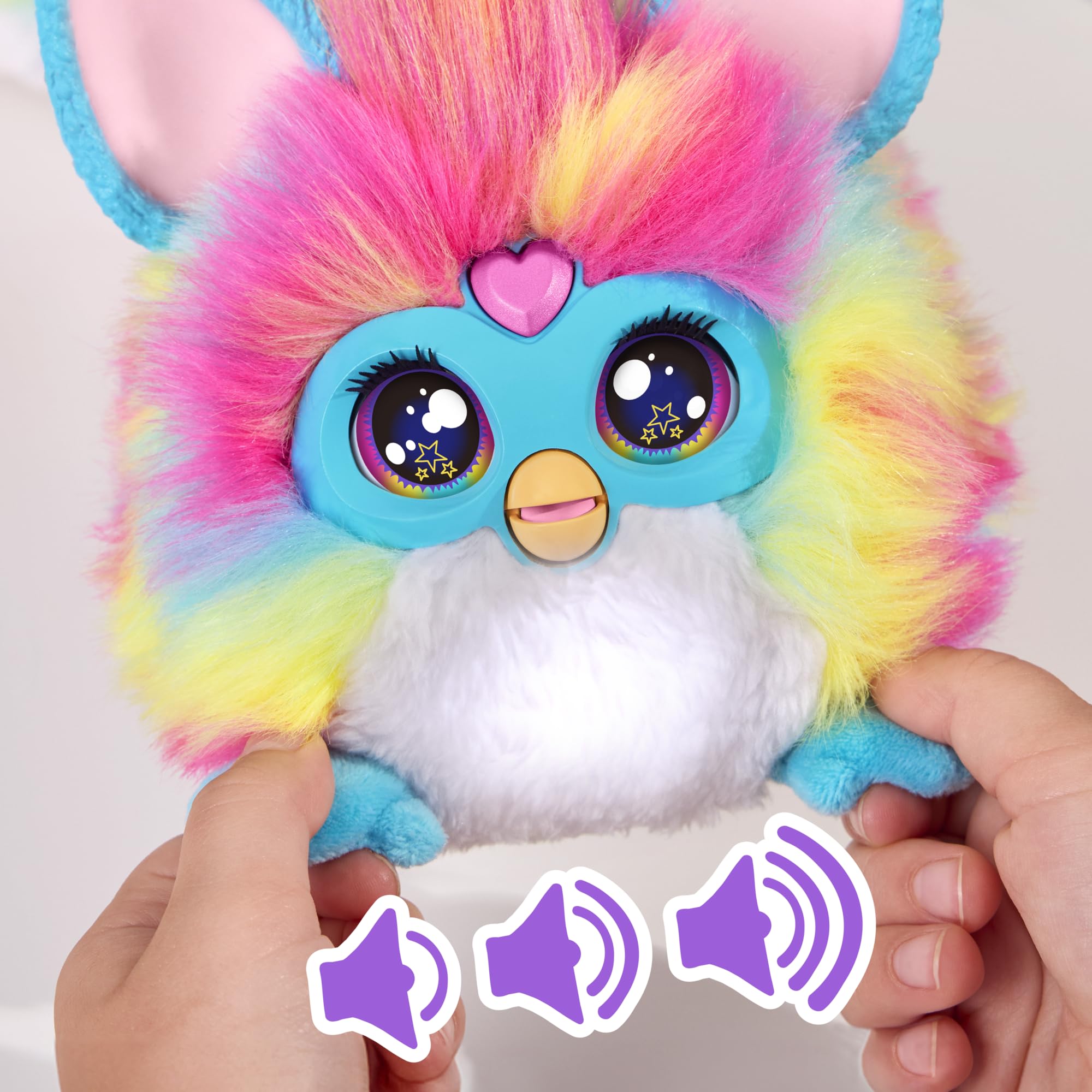 FURBY DJ Interactive Toy, Super Snuggly Rainbow Electronic Plush with Music, Lights, Motion, & Games, Speaks English & Furbish, 32in Long, Ages 6+