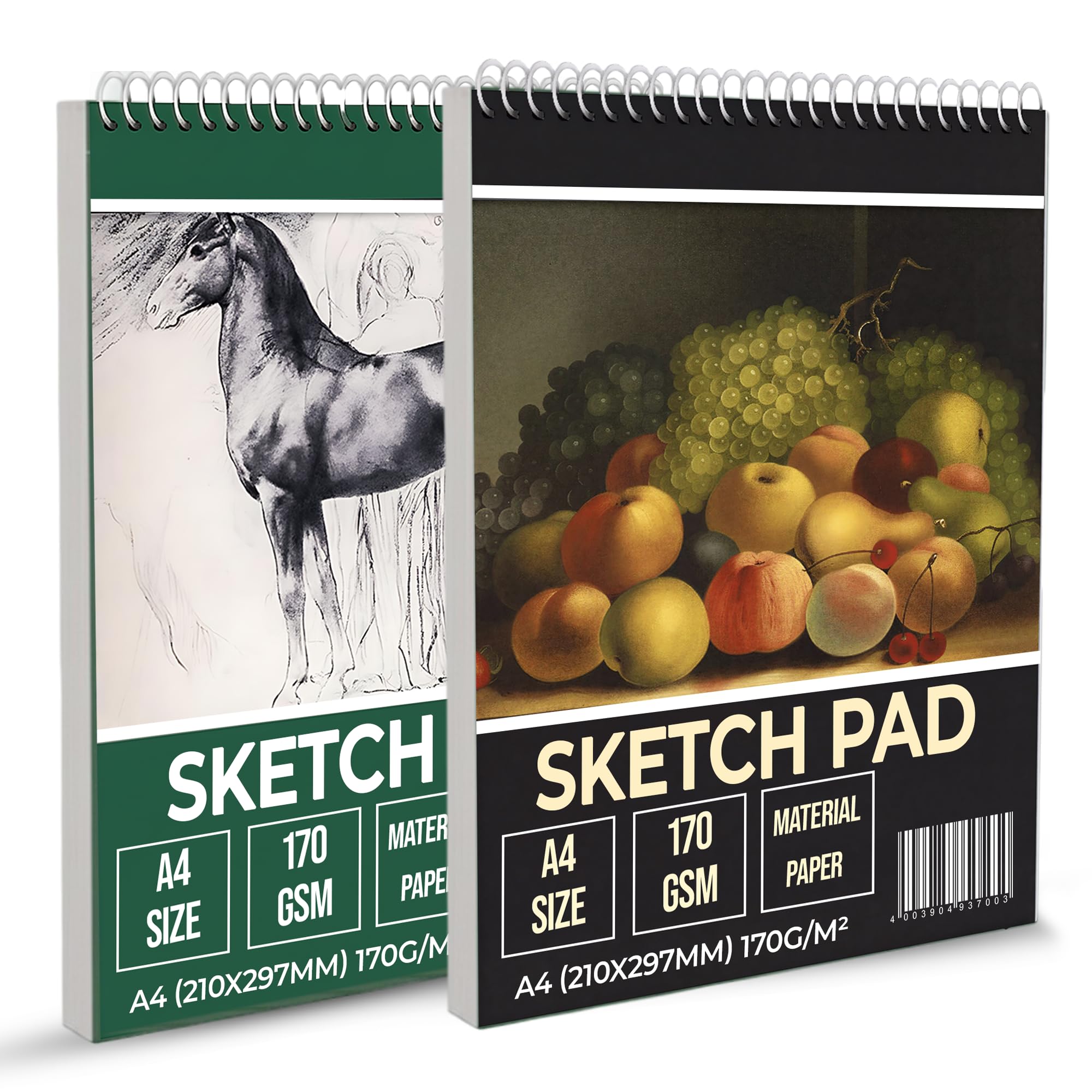 G4GADGET Sketchbook – 2 Pack Wiro Bound Drawing Pad | 170 GSM Thick Art Paper for Sketching, Painting & Drawing | Sketch Book for Artists, Students & Kids (A4)