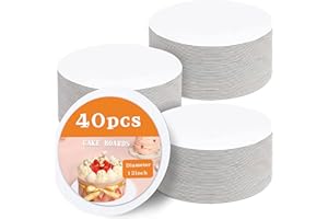 PFAMKEER 40 Pcs 12 Inch Round White Animal Print Disposable Cake Boards, Food Grade Cardboard, Waterproof & Oil Proof, Microwave Safe, Cake & Pizza Circles