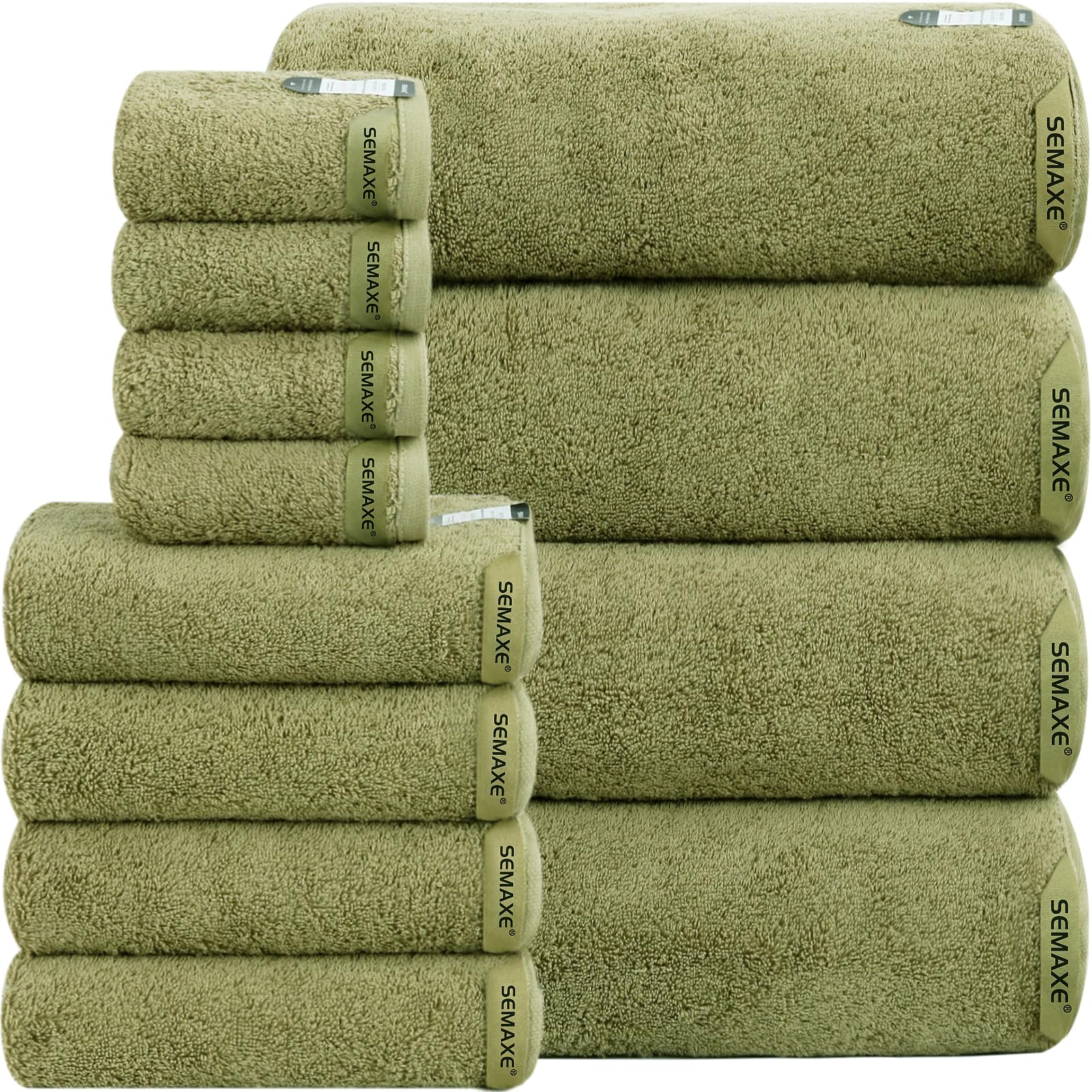 SEMAXE 12-Piece Family Bathroom Towel Set - 100% Cotton, 4 Bath Towels, 4 Hand Towels, 4 Washcloths, Ultra-Soft and Super Absorbent, Lighter Weight Image SEMAXE 12-Piece Family Bathroom Towel Set - 100% Cotton, 4 Bath Towels, 4 Hand Towels, 4 Washcloths, Ultra-Soft and Super Absorbent, Lighter Weight Image