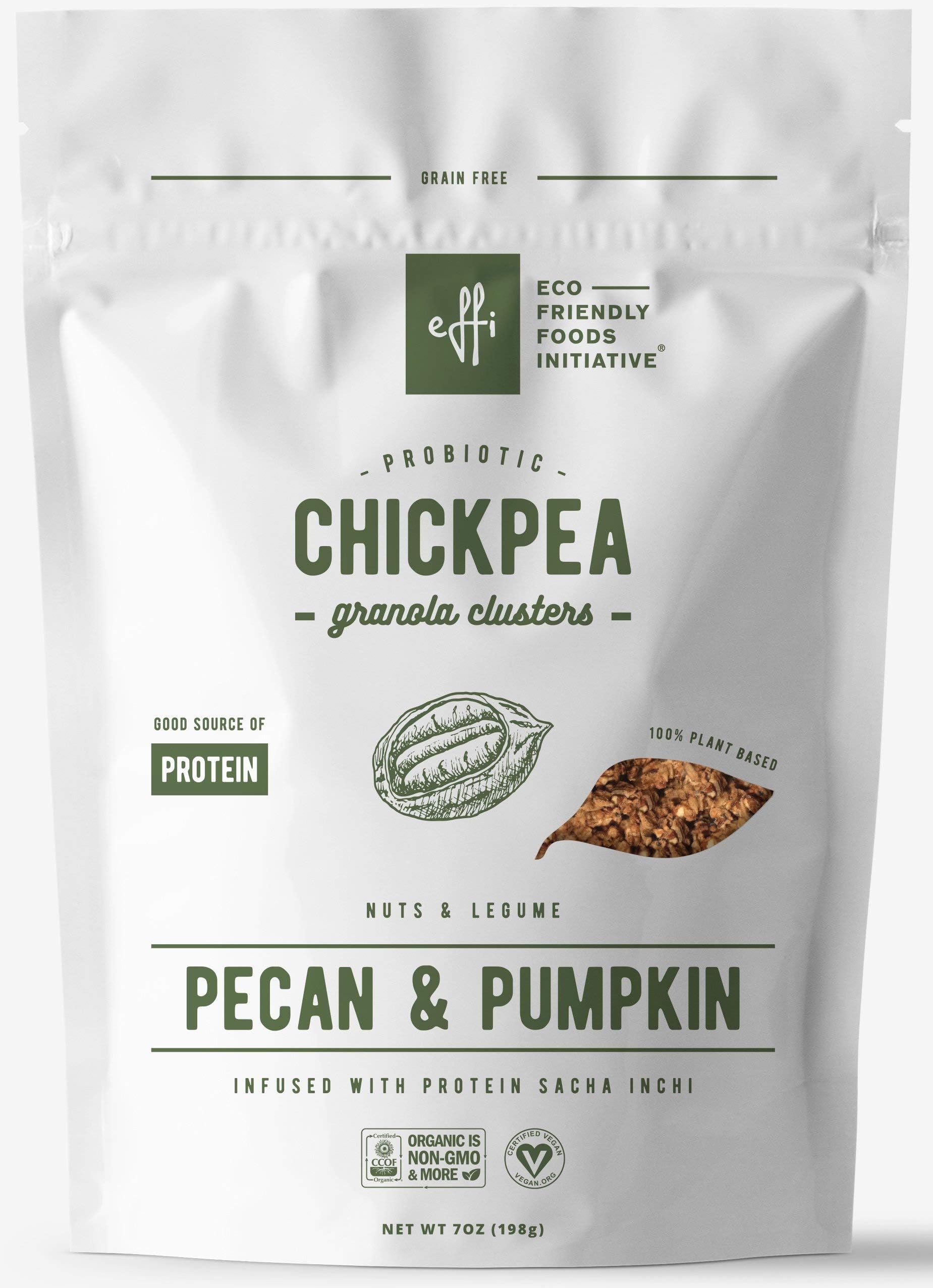Chickpea Granola Gentle Pecan, Organic Grain Free Granola + Probiotics, Breakfast Snack, Nuts & Seeds, Plant Based Protein + Fiber, Gluten Free, Pumpkin & Pecan, Sacha Inchi 7 oz pouch