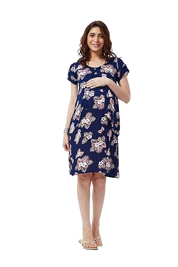 Printed Maternity & Nursing Layered Dress