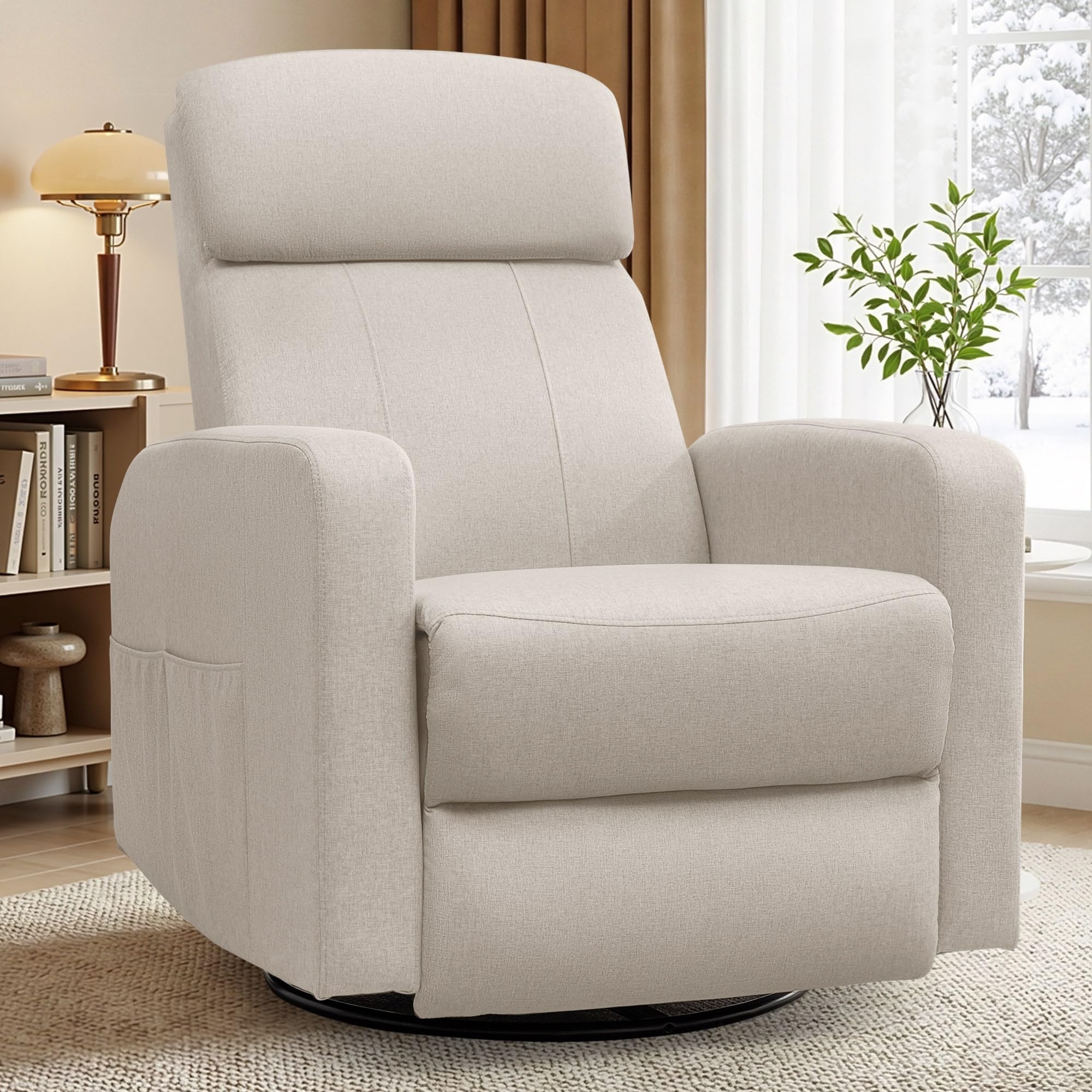 Photo 1 of ****STOCK PHOTO REFERENCE ONLY***Korser Power Swivel Recliner Chairs for Adults, Electric Glider Rocking Chair Nursery, Glider Recliner Nursery Chair with Classified Side Pocket, Nursery Rocking Chairs with USB and Type-C Ports GRAY