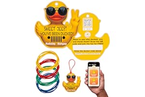 HAPPY DUCKERS Jeep Ducks for Ducking - Jeep Duck Tags - 100 Piece Kit - Jeep Jeep Duck Tags for Rubber Ducks and Jeep Ducking - Official Duck Duck Jeep Mobile App Included (Yellow Duck Card)