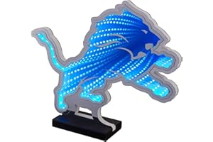 Sporticulture NFL Team Detroit Lions LED Infinity Logo Light - 3D Light Effect, Acrylic Display with UL Plug and Stand