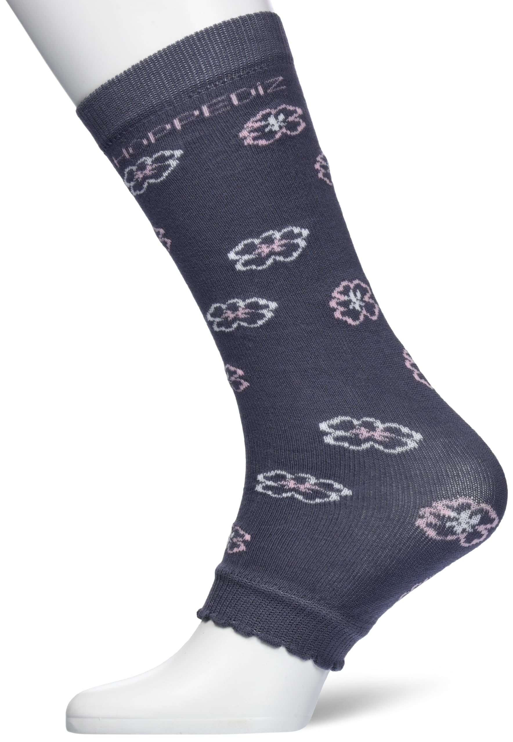 Hoppediz Organic Cotton Baby Leg Warmers (Grey with Flowers)