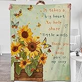 Zeleda Teacher Blanket,Gifts from Student,Lightweight Flannel Thank You Throw Blankets,Colorful Butterfly and Sunflower Background Throws Home Decor,for Couch Living Room Office,60x50inch