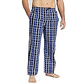 Jveyvth Mens Pajama Pants 100% Cotton Plaid Sleep & Lounge Pants, PJ Bottoms with Pockets and Button Fly