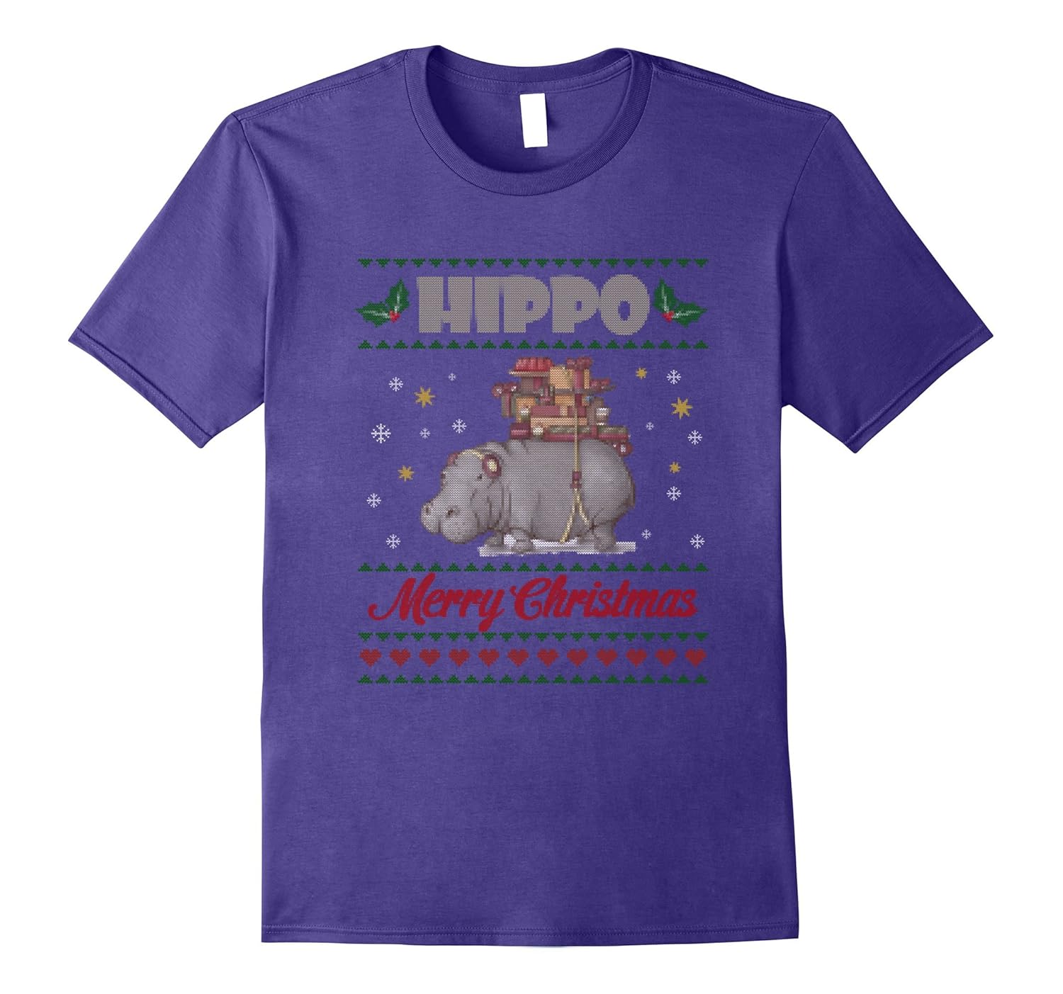 Hippo Merry Christmas T-shirt Animals Lovers-ANZ