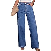 Sidefeel Straight Leg Jeans for Women High Waisted Baggy Pants Loose Stretchy Wide Leg Cargo Jeans