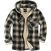 Elesuit Men's Full Zip Fleece Flannel Jackets Shirt Plaid Cotton Hoodies Soft Warm Coat for Men with Hood
