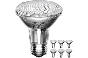 MISDOOD Par20 Halogen Flood Light Bulb, 50W 120V PAR20 Light Bulb, Dimmable, E26 Base, 2700K Warm White, 3000 Hours for Indoor Range Hood, Track Oven, Ceiling Can Lamp（6Pack）