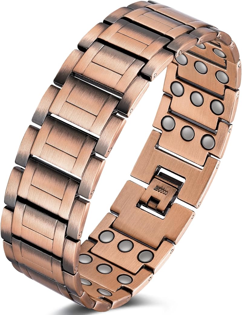 Jeracol 99.99% Copper Bracelet for Men 3X Magnetic Adjustable Gift Box