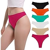 GAREDOB High Waisted Thongs for Women Sexy High Rise Cotton Thong Panties S-4XL Pack 6