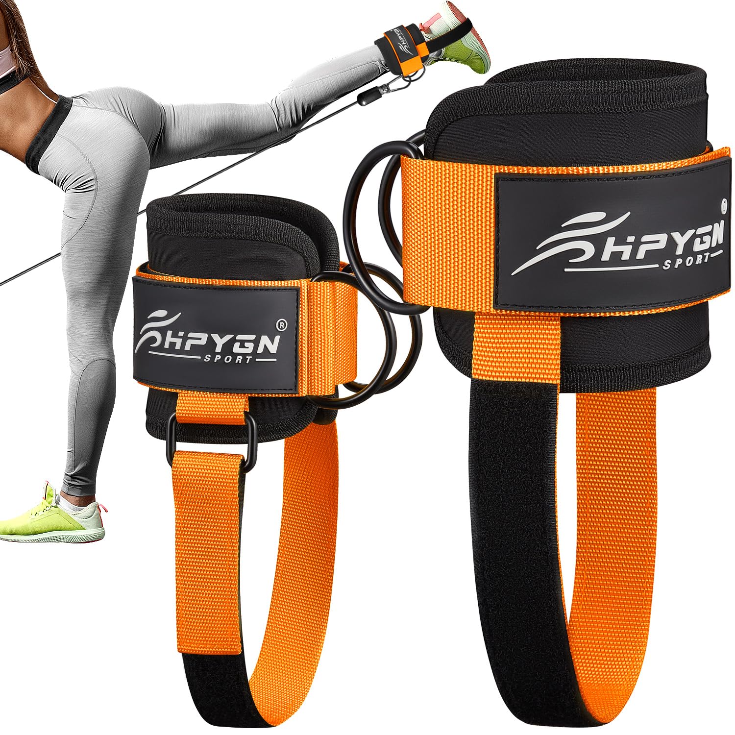 HPYGN Ankle Straps for Cable Machine, Adjustable Ankle Cuffs with Premium Padding for Kickbacks, Glute Kickback Ankle Strap for Women & Men, Cable Attachments for Gym, Leg Extension, Glute Workouts