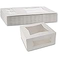 White Paperboard Pastry Bakery Box - Keep Donuts, Cookies, Muffins Secure - Unique Semi Auto Popup Feature And Clear Windows For Visibility Size 10" Length X 10" Width X 5" Height (25 Pieces)