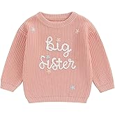 Amnnchya Toddler Infant Baby Girl Knit Sweater Big Sister Little Sister Matching Outfits Long Sleeve Pullover Sweatshirt