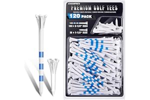 CHAMPKEY Advanced 5-Prong Plastic Golf Tees 120 or 100 Pack - 50% Ball Contact Surface Optimization with Longer Distance Performance Golf Tees Plastic