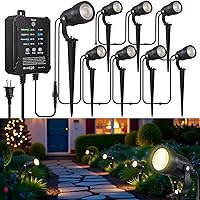 COLOER Upgrade All-in-One Low Voltage Landscape Lighting Kit, 8 Pack 5W Landscape Lights with Transformer and Connectors, IP65 Waterproof Outdoor Spot Lights for Pathway Yard Garde
