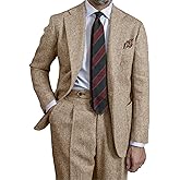 Retro Mens Suit Herringbone Tweed Slim Fit 2 Piece Formal Dress Suits Groomsmen Tuxedos Set Prom Jacket Blazer Pants for Men