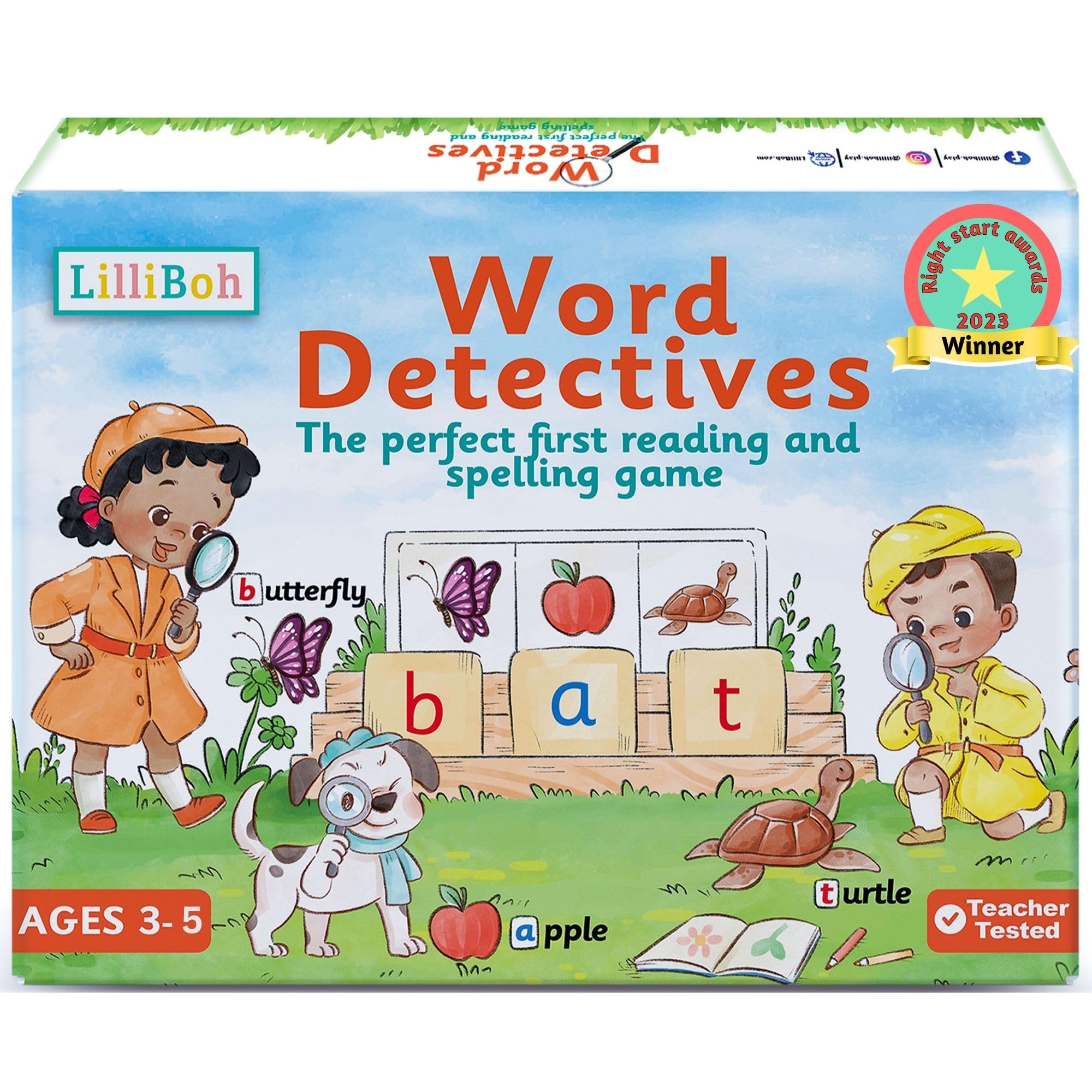 LilliBoh Word Detectives - My first reading and spelling game - Educational Toys for 3 4 5 year olds - Phonics games - Gifts for 4 year old girls and boys