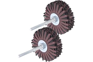 uxcell 2pcs Abrasive Cloth Flap Wheel Sanding Star 1/4-Inch Shank for Woodworking Root Carving Furniture Polishing 120 Grit