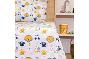 NIKKIPETER 100% Cotton Kids Bedsheet Sets for Boys and Girls, Animal Sheets Twin, Jungle Twin Bedding, Easy Care Super Soft Sheets Set - OEKOTEX Certified