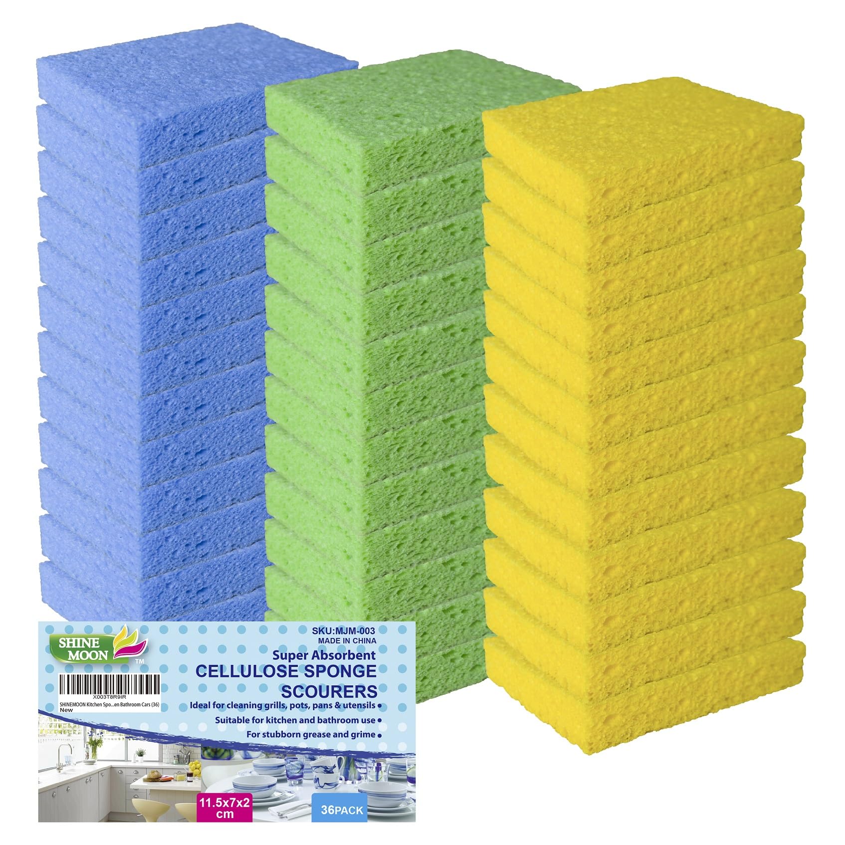 Photo 1 of 36 Pk Pop-Up Compressed Cellulose Sponges, Heavy Duty Scrub Kitchen Sponge, Clean Tough Messes Without Scratching Eco Friendly Reusable Compostable&Biodegradable 4.6x2.8x0.8Inch