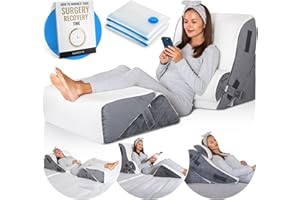 Luxone 5pcs Orthopedic Bed Wedge Pillow Set w/Leg Elevation Pillow - Perfect Adjustable Memory Foam Pillows for After Surgery Recovery, Back Support, Pain Relief, Acid Reflux, Sleeping & GERD