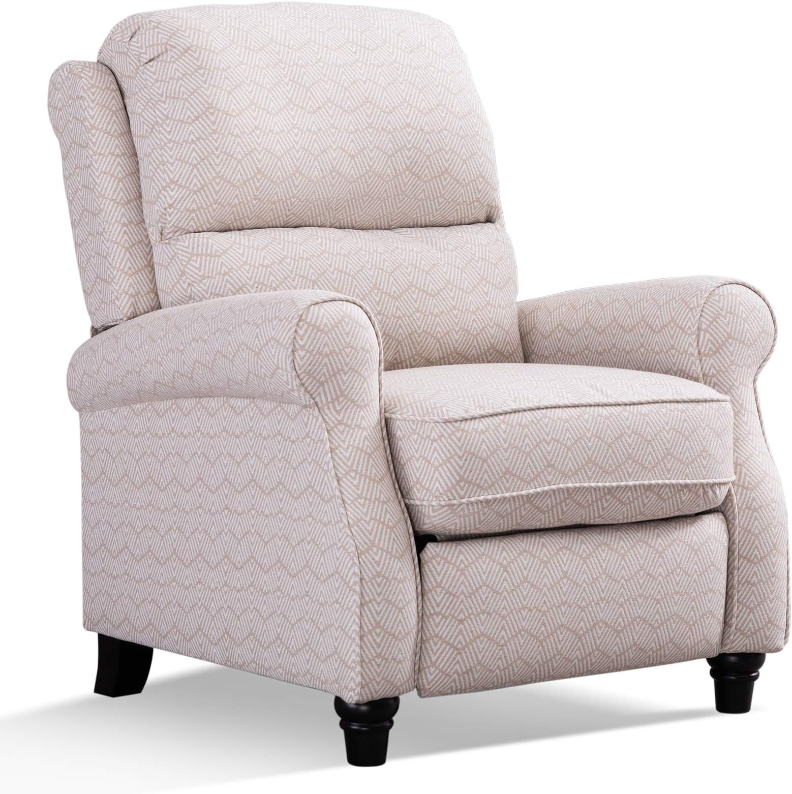 ANJ Push Back Recliner Chair with Roll Arm for Living Room, Thickness Cushion Home Theater Push Recliner (Buff Wave)