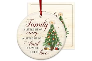 WRAPIX Christmas Ornament Gifts for Women Men - Ceramic Christmas Ornaments 2025 with Card for Tree Decorations - Family Birthday Stocking Stuffers Gifts for Mom Dad, Sister Brother, Grandma Grandpa
