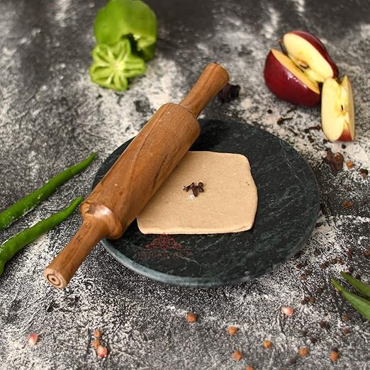 Jaipur Ace Indian Green Marble Roti Maker with Wooden Belan/Green Marble Chakla 10 Inch