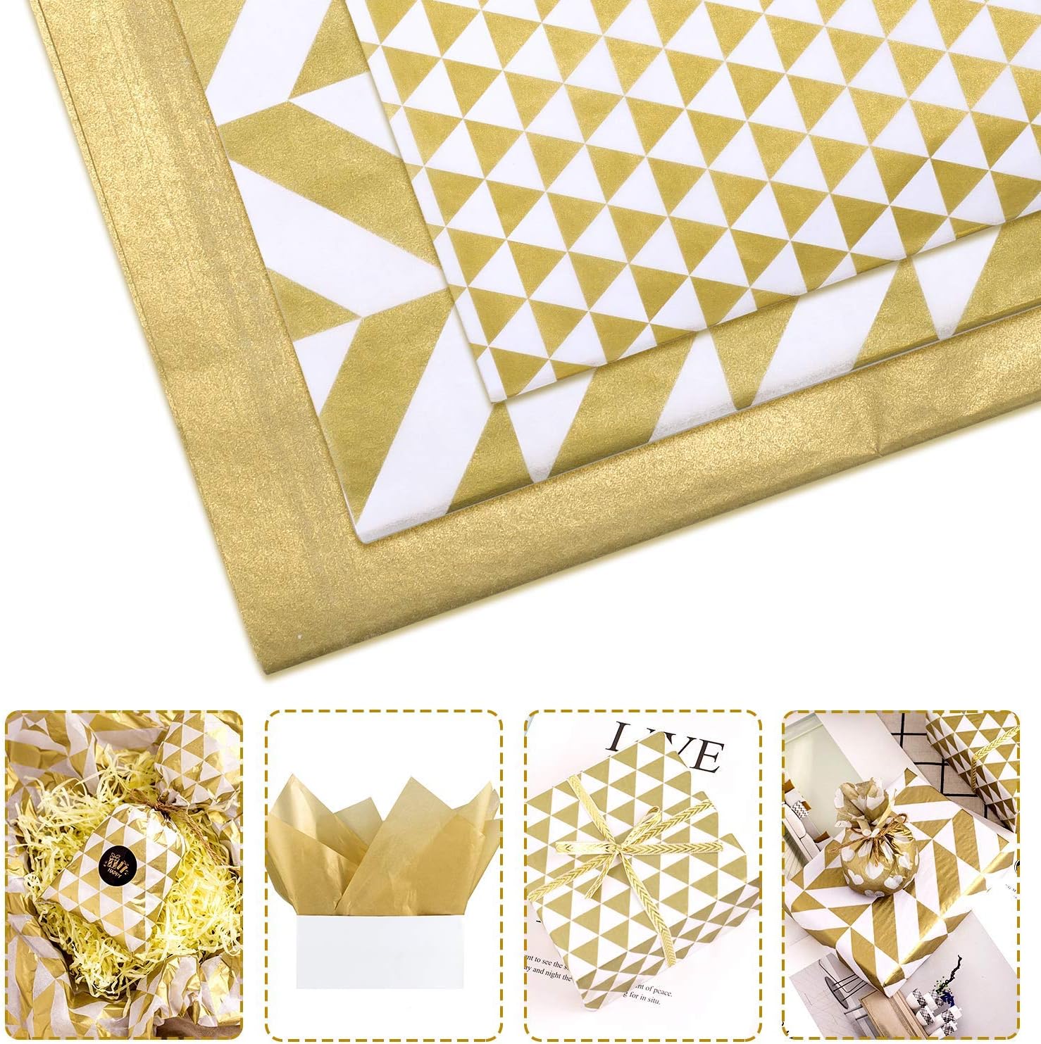 Whaline Christmas Paper 180 Sheets Gold Tissue Paper Bulk, Metallic Gift Wrapping Paper for Home Kitchen, Birthday Party - Image 5