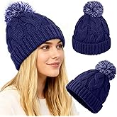 WDAIYEK Slouchy Chunky Knit Beanie with Pom Pom - Cozy Winter Bobble Hat for Women and Men